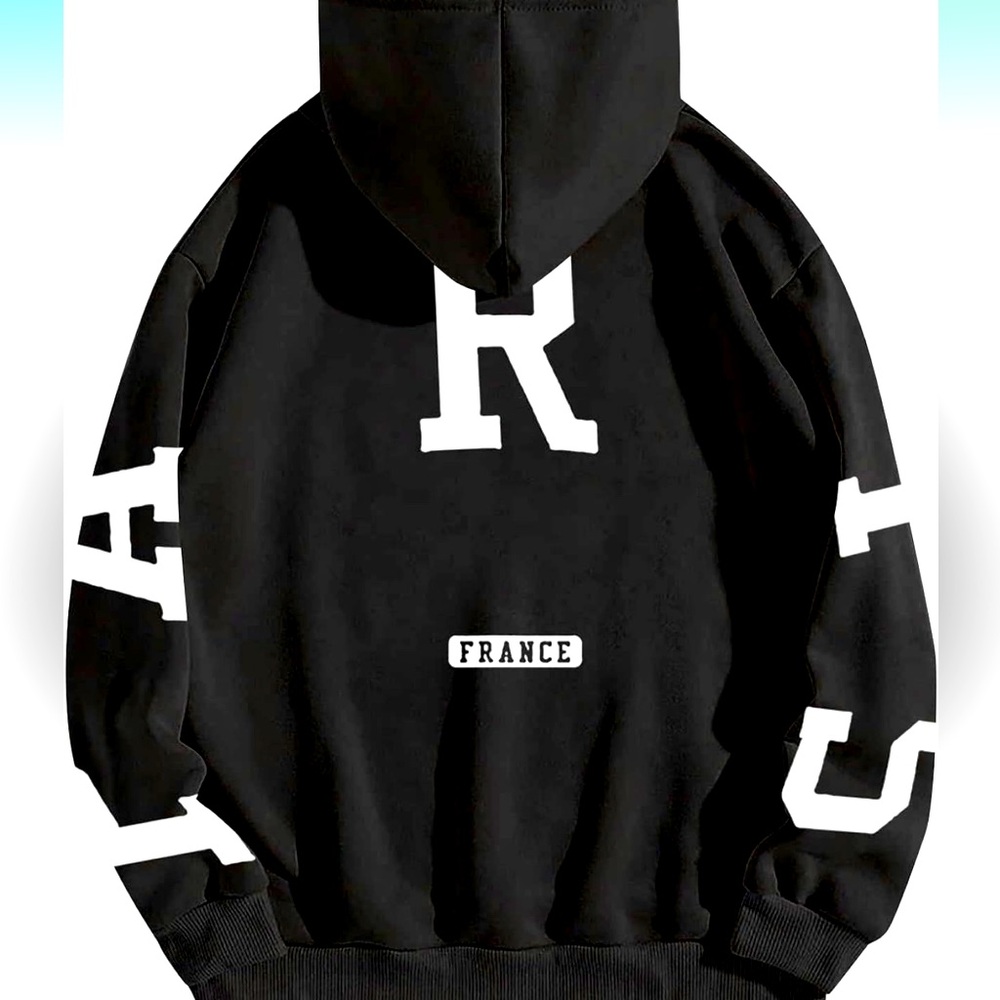 Black “Paris France” Long Sleeve  Hoodie